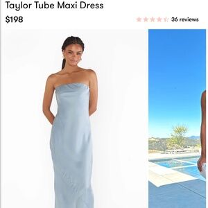 Show me your mumu Taylor tube dress in satin steel blue size M